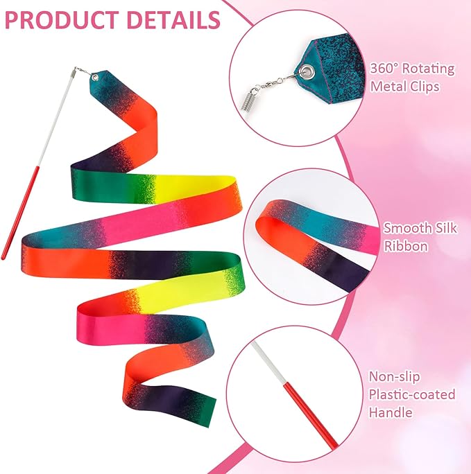 12 Pack Dance Ribbons for Kids, Dance Class, Birthday Party, Gymnastics - Image 3
