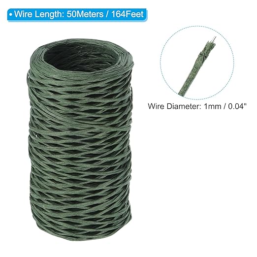 PATIKIL 164 Feet Floral Bind Wire Wrap Twine, 1mm Florist Wire Iron Wire Paper - Image 2