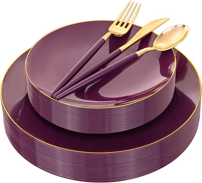 Liacere 150PCS Purple Plastic Plates by Liacere