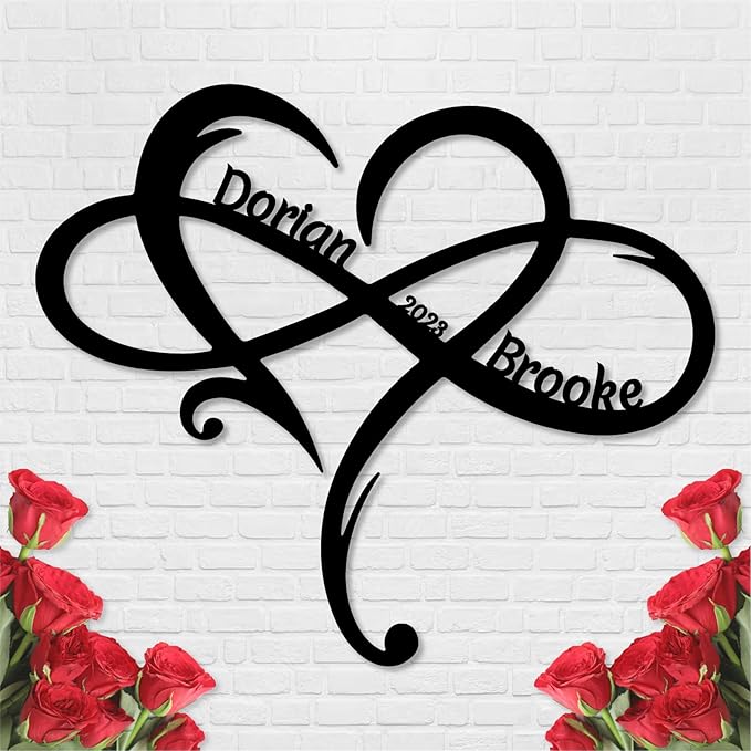 Custom Infinity Metal Sign, Personalized Metal Name Sign Engagement Wedding by Monlyey