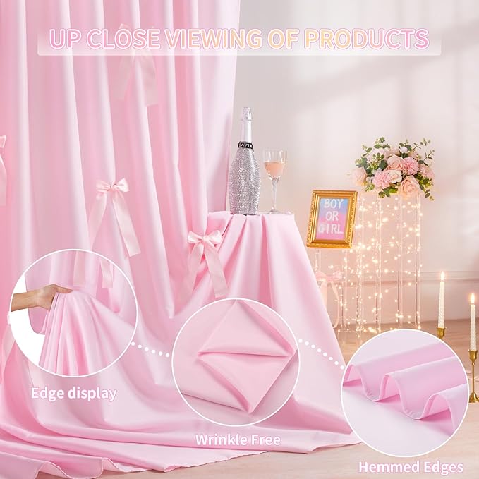 Pink Backdrop Curtain 2Panels : 11.6×8ft Wedding Backdrop Wrinkle Free - Image 4