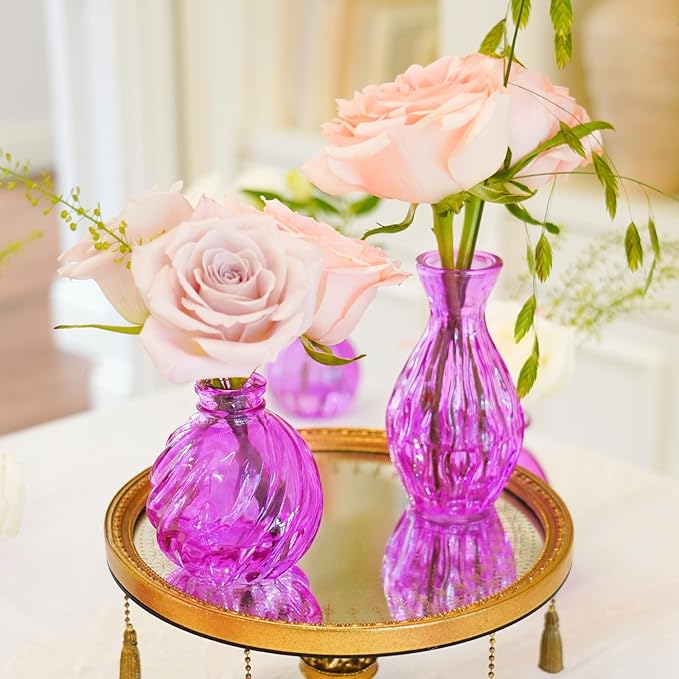 24PCS Bud Vases for Decor Cool Hot Pink Small Glass Flower Vase in Bulk Wedding - Image 4