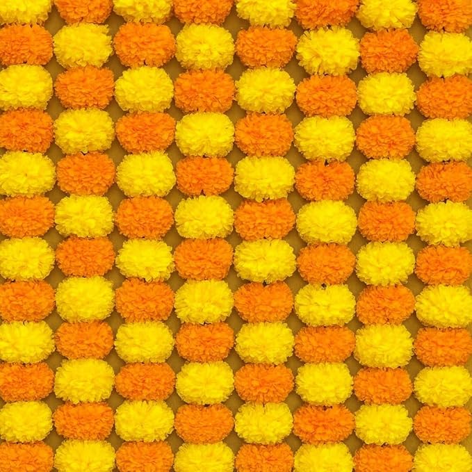 Marigold Garland for Diwali Decorations Pack of 5 by Hashcart