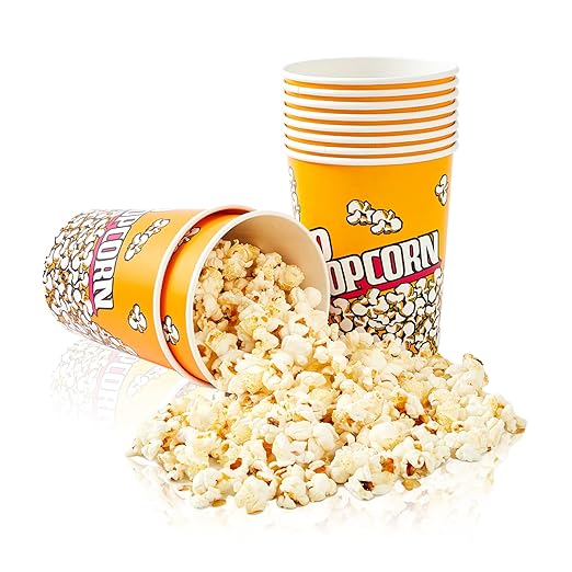 RAYMEA Popcorn Buckets Disposable 32oz Retro Style Paper Leak Proof Popcorn by RAYMEA