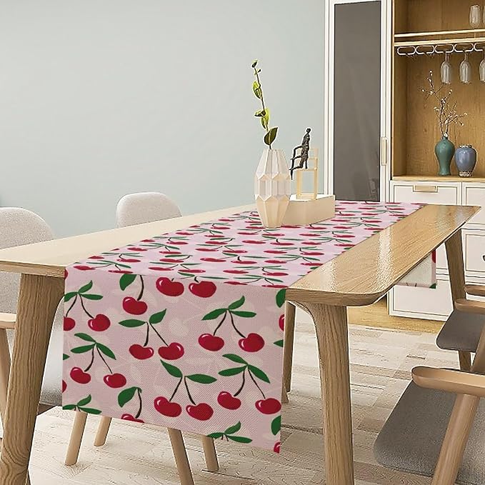 Cherry Table Runner, Spring Summer Fruit Table Runner - Image 2