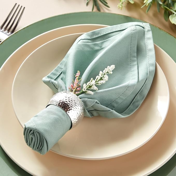 Farmlyn Creek Silver Napkin Rings Set of 12-1.8 in Round Polished Zinc - Image 3