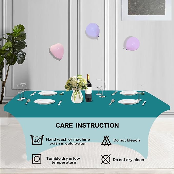 IVAPUPU 2 Pack 6FT Table Cloth for Rectangular Fitted Events Stretch Lake Blue - Image 5