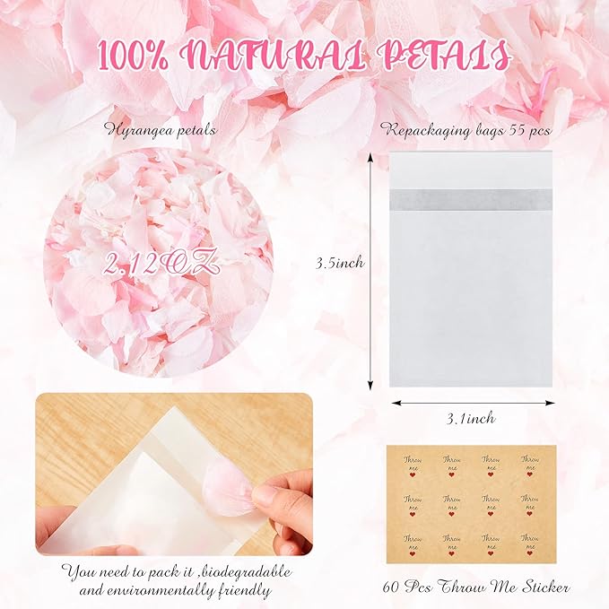 Biodegradable Confetti, Dried Hydrangea Flower Petals - Image 2