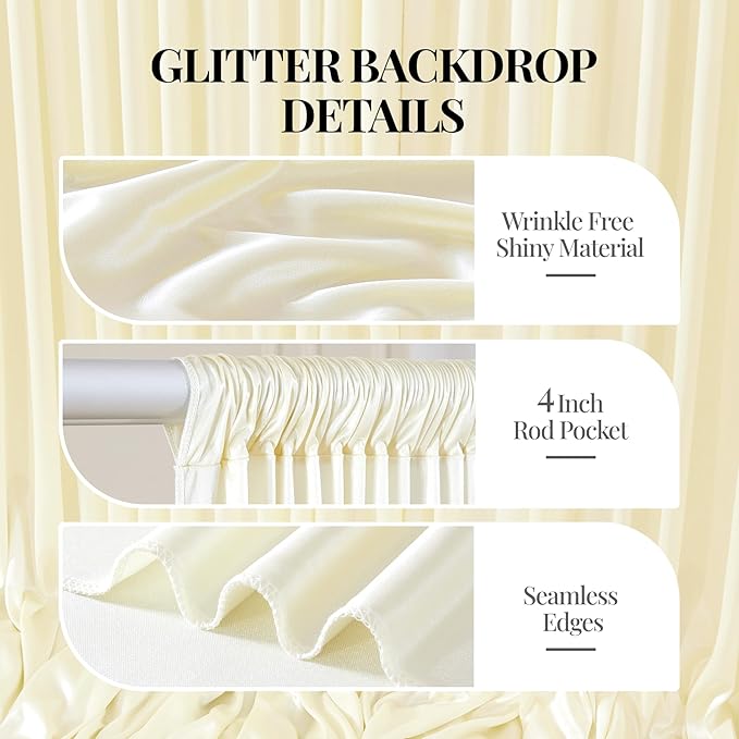 10x10 ft Champagne Glitter Backdrop Curtain - Image 2
