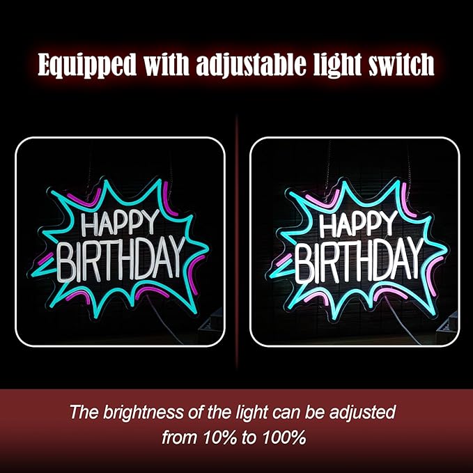 Happy Birthday Neon Sign Dimmable Celebrate Birthday Neon Light Powered by USB - Image 4