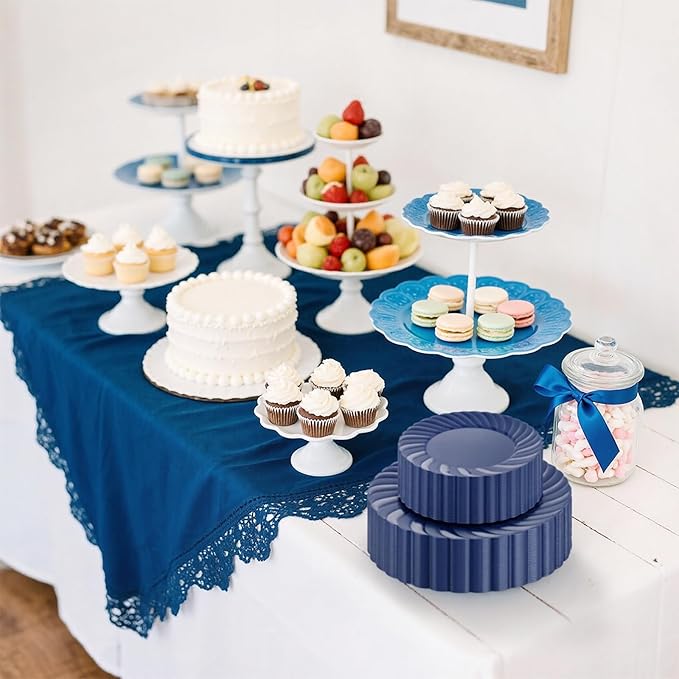 U-QE 60 Pcs Blue Plastic Plates - Image 7