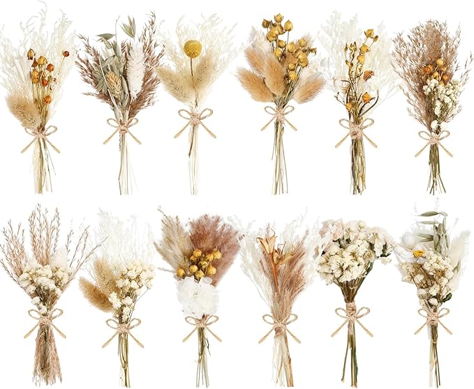 12/24 Pack Dried Flowers for Vase Various Mini Bouquet Dried Small Wildflowers by Unknown