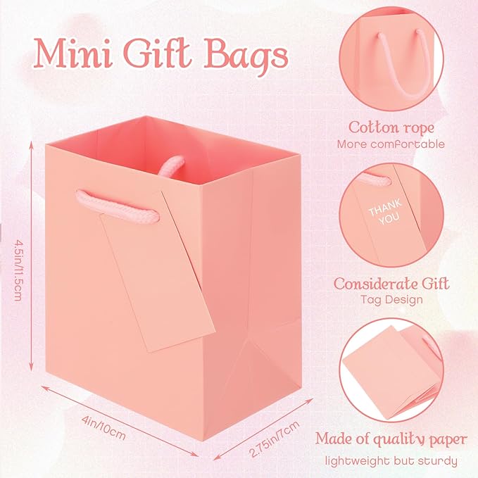 Sherr 100 Pack Mini Gift Bags Bulk, 4 x 2.75 x 4.5 Inches Paper Bags - Image 3