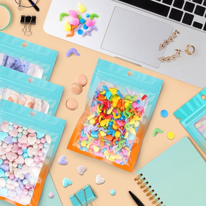 Funfery 100 Pack Holographic Bags, Mylar Resealable Bags - Image 7