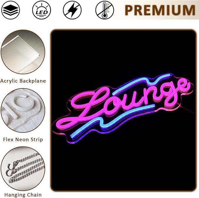 Lounge Neon Sign for Wall Decor, 16.54" x 6.69" Rest Led Signs for Room - Image 6