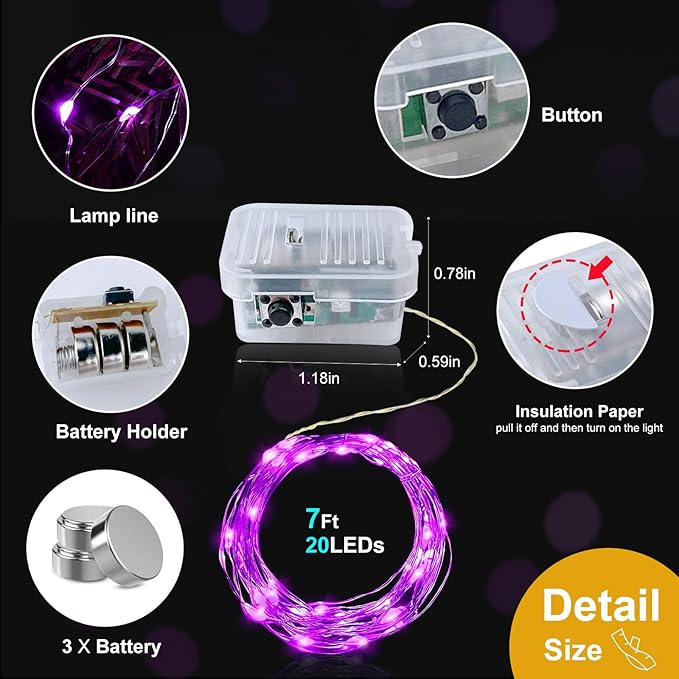 pozzolanas 12 Pack Pink Battery Operated String Lights - 7ft Waterproof Fairy - Image 5