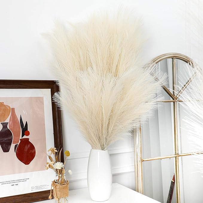 Zeyune 10 Pcs 71'' Large Faux Pampas Grass Decor Tall Artificial Pompous Grass - Image 7