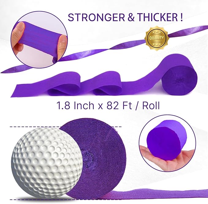 PartyWoo Crepe Paper Streamers 4 Rolls 328ft, Pack of Shades of Purple Crepe - Image 6