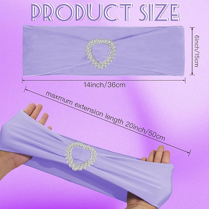 100PCS Spandex Chair Sashes Bows Universal Stretch Elastic Chair Cover Band Ties - Image 3