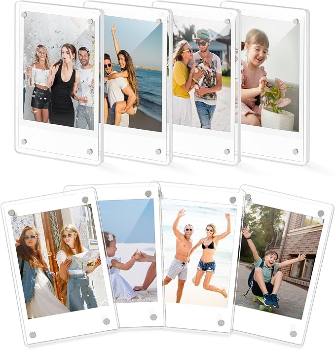 DomeStar Magnetic Acrylic Picture Frame 2.4 x 3.5 Inch, 8 Pack Double-Sided by DOMESTAR