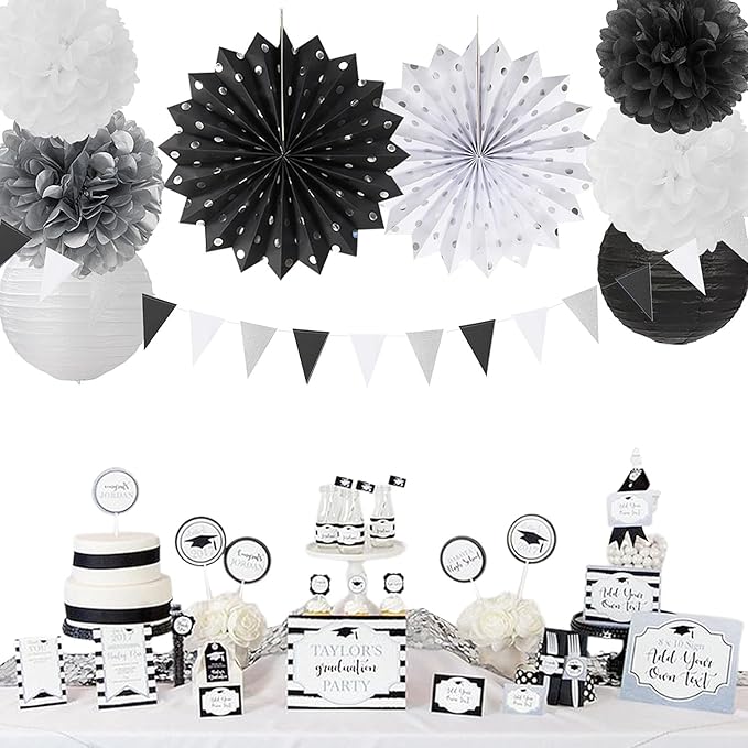 Black White Silver Party Decorations - Image 6