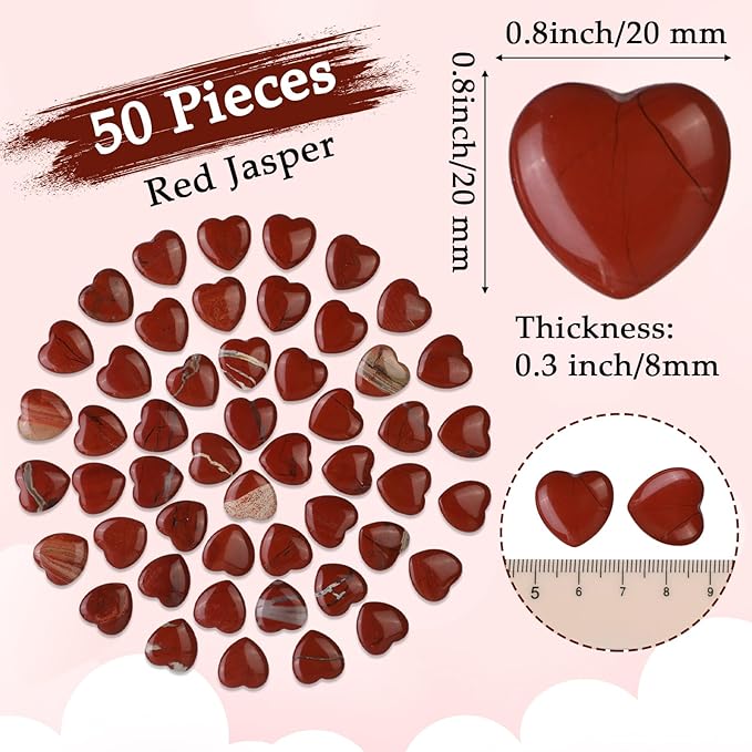Gerrii 50 Pcs Heart Healing Stone Bulk Quartz Heart Inspirational Stones Gift - Image 2