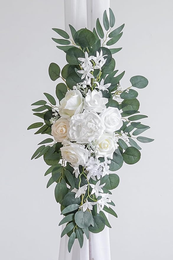 White Artificial Wedding Arch Flowers Kit - Image 7