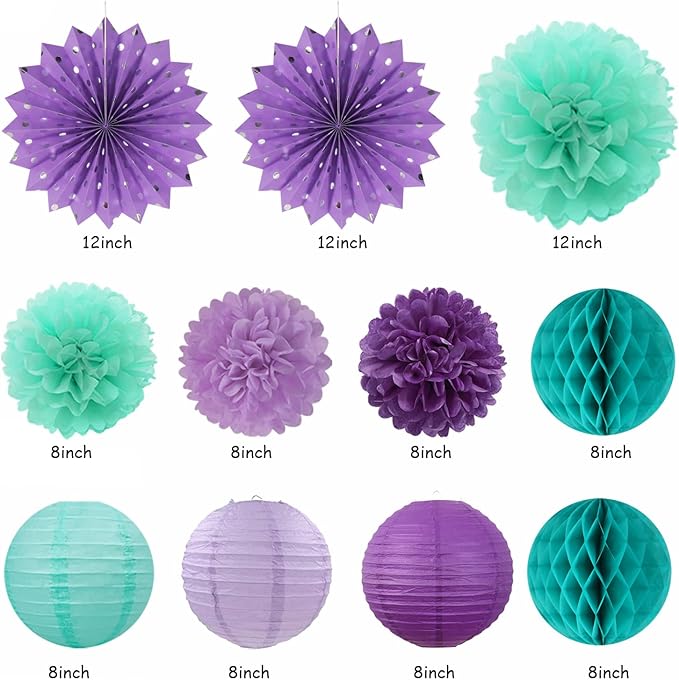 Teal-purple Lavender Girl Mermaid-birthday Party-decorations - Image 2