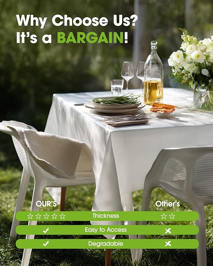 Pureegg Plastic Table Cloth Disposable 10 Pack, 54 x 108 Inch Table Cloths - Image 6