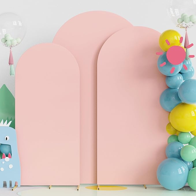 Fomcet Wedding Arch Cover 7.2FT, 6FT Pale Pink Spandex Fitted Fabric Backdrop by Fomcet