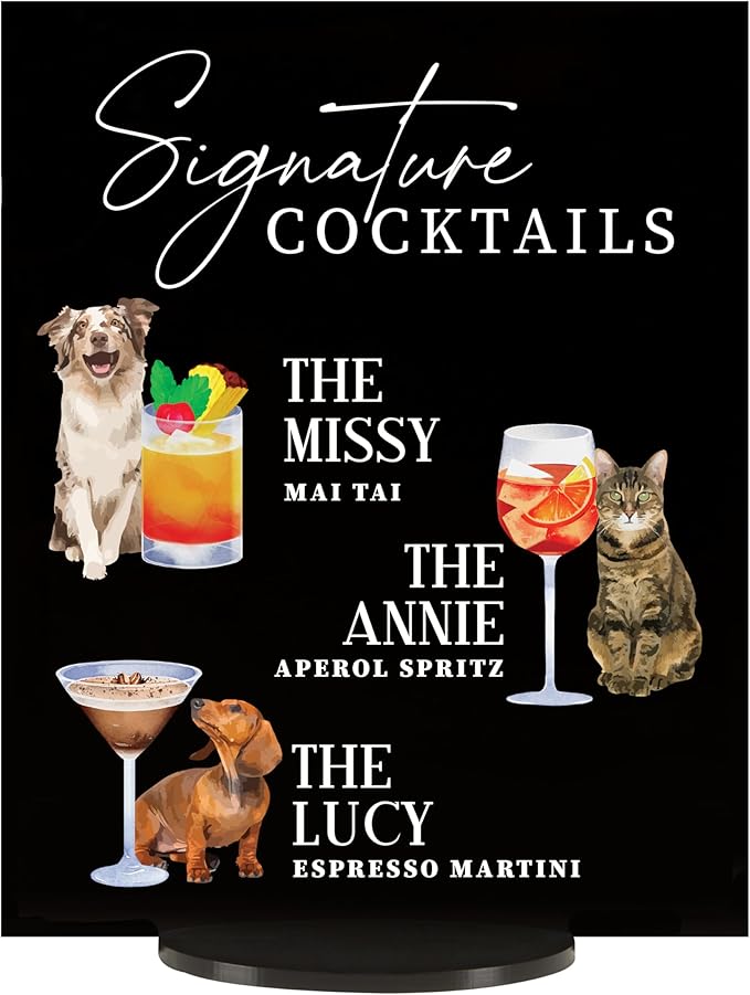 Pet Signature Drink Wedding Signs by Elation+Factory+Co.