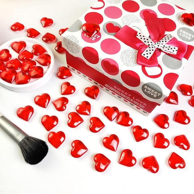 200 PCS Red Acrylic Hearts for Shaped Crystals Fake Heart Gems for Vase Fillers - Image 3