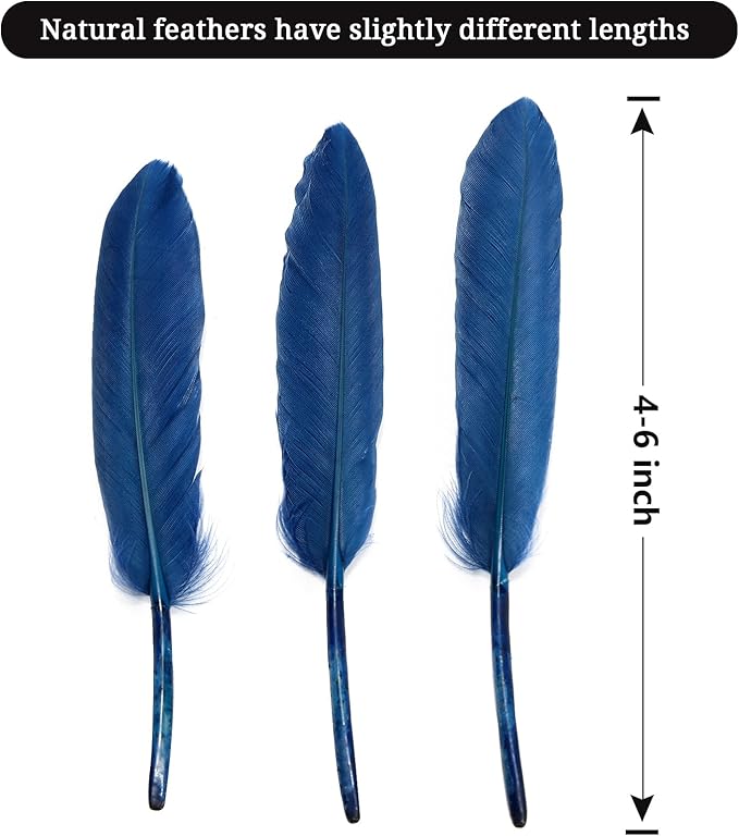 FeelfunFeather 120pcs Navy Blue Goose Cochettes Feather Natural Bulk 4-6 inch - Image 2