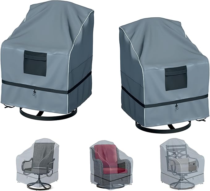 Outdoor Swivel Lounge Chair Cover 2 Pack, Waterproof Heavy Duty Outdoor Outdoor by GimaiOurun