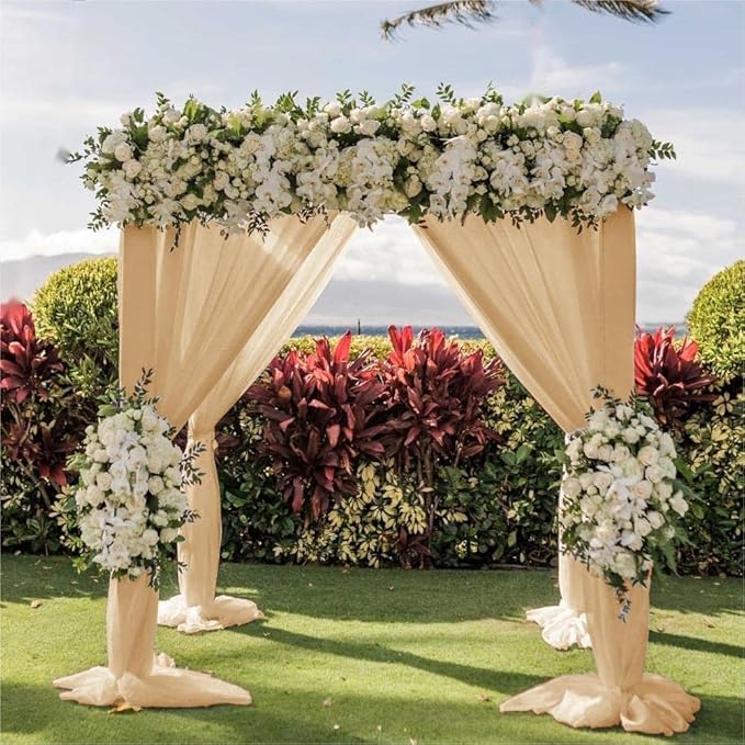 Wedding Arch Draping Fabric 1 Panel 30'' x 18FT Champagne Sheer Chiffon Arch - Image 5