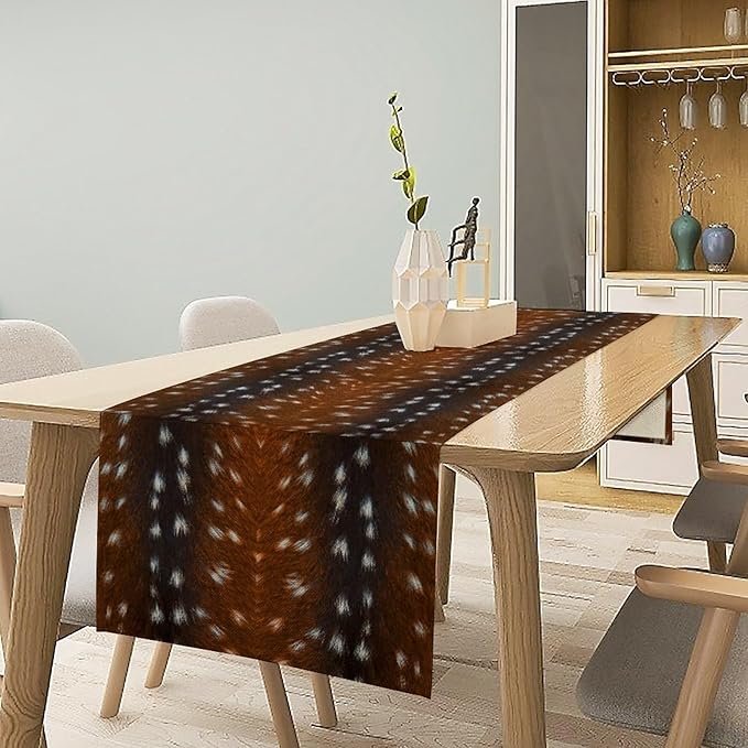 Deer Skin Table Runner Brown Fur Runner Black White Elk Deer Print Fur Western - Image 3