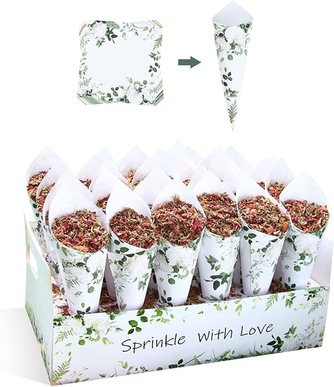 30 Pieces biodegradable confetti Cones and Stand Tray Paper Cone Box 30 Holes by Bekecidi