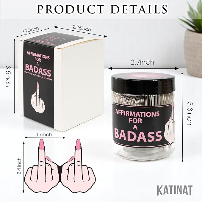Badass Affirmation Jar – 60 Daily Affirmation Cards, Middle Finger Gifts - Image 2