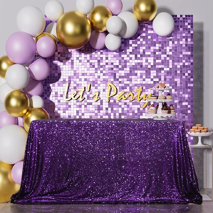 SquarePie Sequin Tablecloth 50 x 72 Inch Purple Sparkly Table Cloth - Image 4