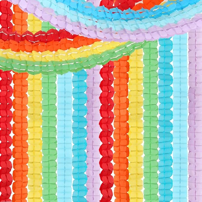 Rainbow Red-Orange Green-Blue Purple Streamers Garland - Image 6