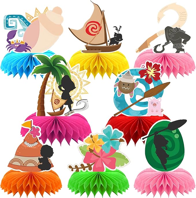8Pcs Tropical Hawaiian Birthday Party Supplies, Tropical Luau Summer Honeycomb by OURUI