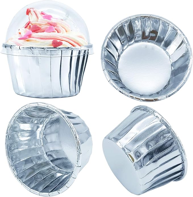 Foil Cupcake Liners with Lids 100Pack, Free-Air 3.5Oz Foil Baking Cups Mini - Image 4