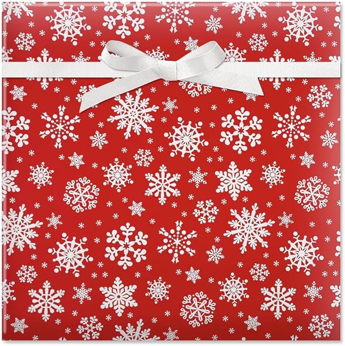 Current Snowflake on Red Christmas Rolled Wrapping Paper by Current