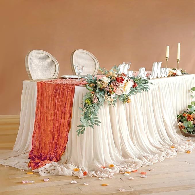 10 Packs Orange Halloween Table Runner Cheesecloth 10FT Fall Burnt Orange - Image 9