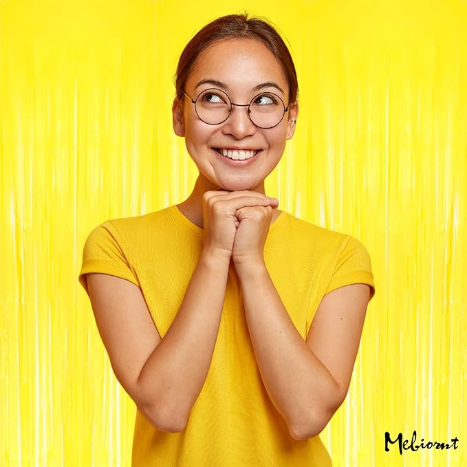 4 Pack Yellow Fringe Curtain Backdrop, 3.2Ft x 6.6Ft Metallic Tinsel Foil - Image 6