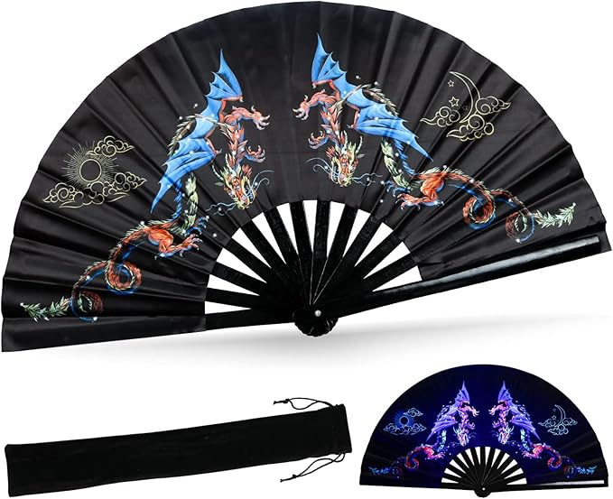 SYNTECSO Folding Hand Fan for Rave, Boots on The Ground Fan, Large Folding Fan by SYNTECSO