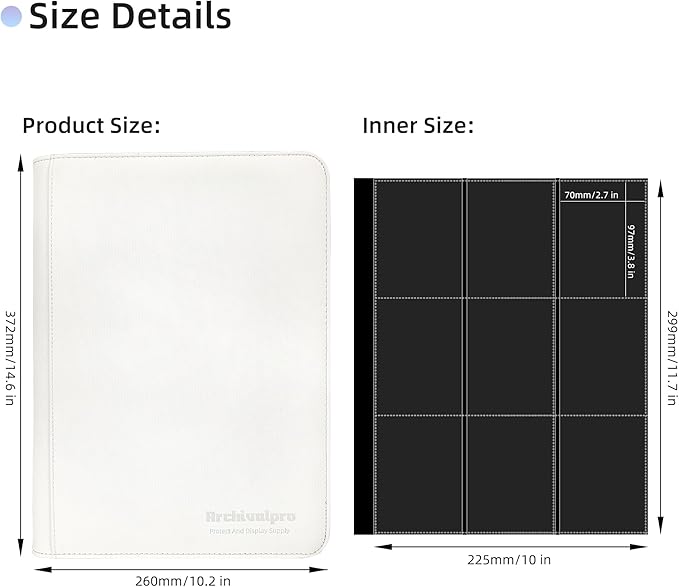 9 Pockets Premium Card Binder 360 Cards Trading Card Binders Zip Card Storage - Image 2