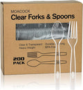 200 Count Plastic Silverware, Heavy Weight Plastic Forks Spoons Disposable by MOACOCK