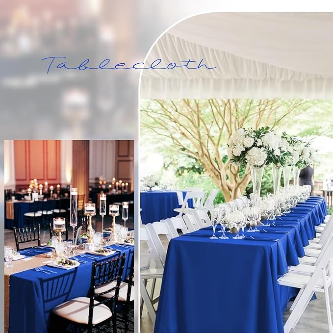 12 Packs 90 x 132 Inch Tablecloth, Royal Blue Polyester Table Cloth - Image 8