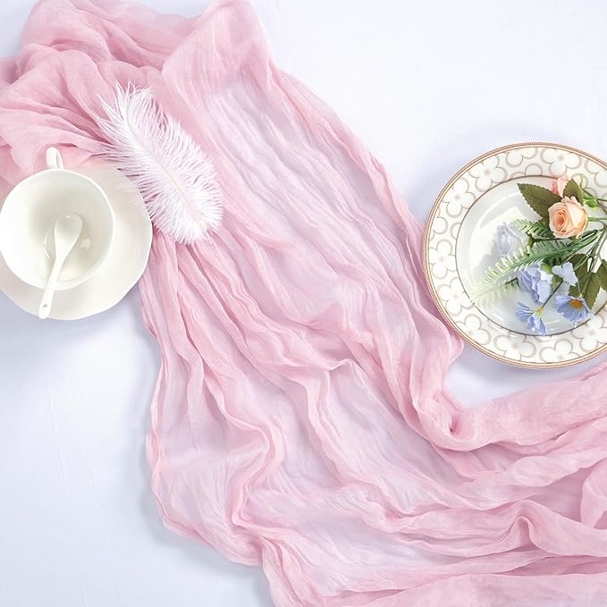 6 Pack Pink Table Runner 10ft Boho Gauze Fabric Cheesecloth Table Runner 35 x - Image 6